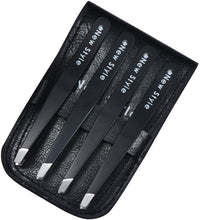 Slant-Tip Tweezers (4-Pack) – Professional Stainless Steel Eyebrow and Facial Hair Tweezers in Separate Sleeves for Expert Precision Personal Care