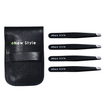 Slant-Tip Tweezers (4-Pack) – Professional Stainless Steel Eyebrow and Facial Hair Tweezers in Separate Sleeves for Expert Precision Personal Care