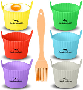 Air Fryer Baking Ramekins – Premium Food-Grade Silicone Mould Cups – Easy Release Nonstick Bakeware Set, 6-Pack for Eggs, Muffins, Cupcakes, Puddings, Tarts, Custards, and More!