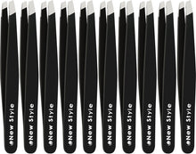 Slant-Tip Tweezers (10-Pack) – Professional Stainless Steel Eyebrow and Facial Hair Tweezers in Separate Sleeves for Expert Precision Personal Care